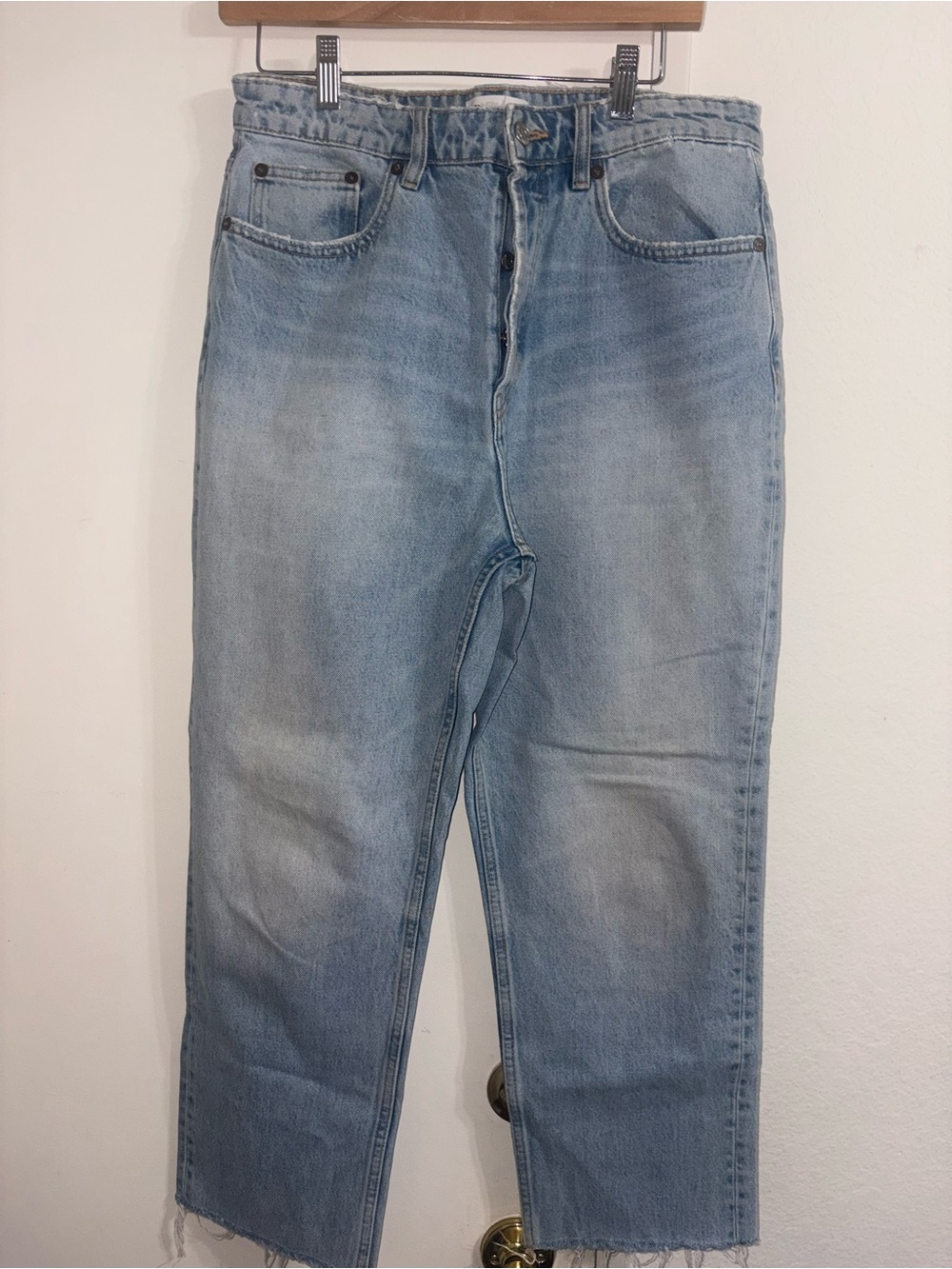 Zara Women’s Relaxed Barrel Fit Jeans Raw Ankle Trim 10